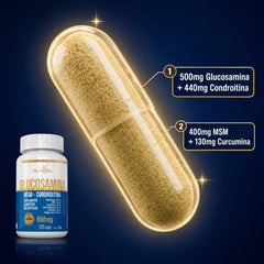 Glucosamina, MSM, Condroitina, Curcumina, Colageno Tipo II, Acido Hialuronico e Calcio 120 Caps - Nutrione