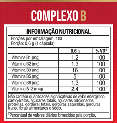 Complexo B 180 Caps 500mg Vits B1 B2 B3 B5 B6 B12 - Nutrione