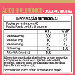 Acido Hialuronico + Biotina, Colageno e Vitaminas  60 Caps - Nutrione