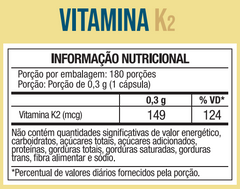 Vitamina K2 Mk7 Menaquinona 180 Capsulas 500mg - Nutrione