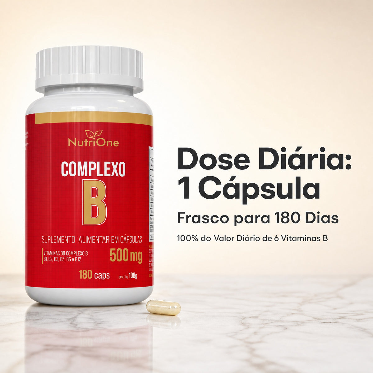 Complexo B 180 Caps 500mg Vits B1 B2 B3 B5 B6 B12 - Nutrione