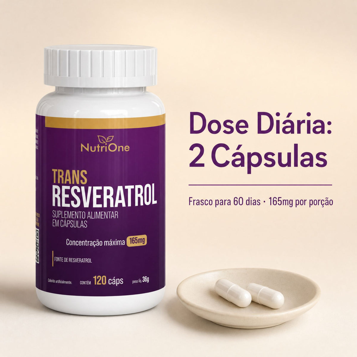 Trans-Resveratrol Concentrado 500mg 120 Cápsulas - Nutrione
