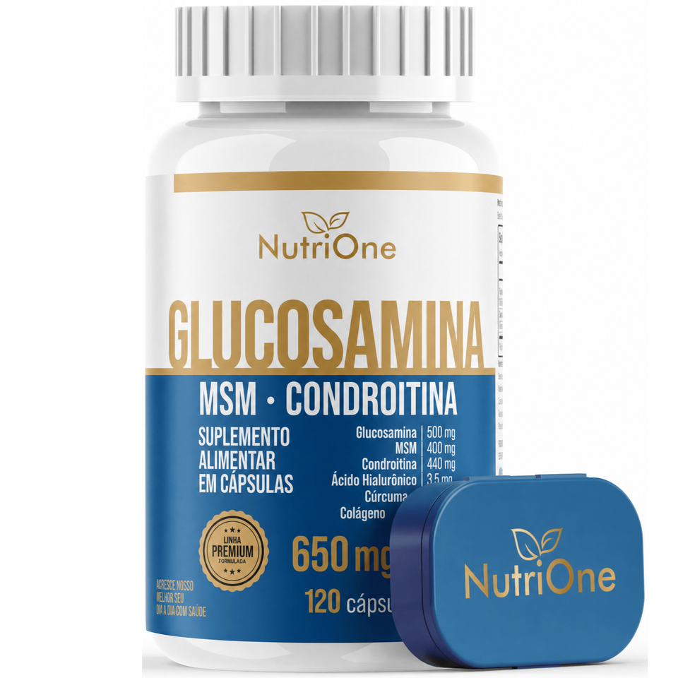 Glucosamina, MSM, Condroitina, Curcumina, Colageno Tipo II, Acido Hialuronico e Calcio 120 Caps - Nutrione