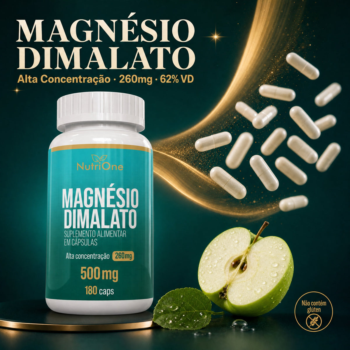 Magnésio Dimalato Puro 180 Cápsulas 500mg - Nutrione