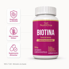 Biotina 45mcg Concentração Máxima 60 Cápsulas Vitamina B7 - Nutrione