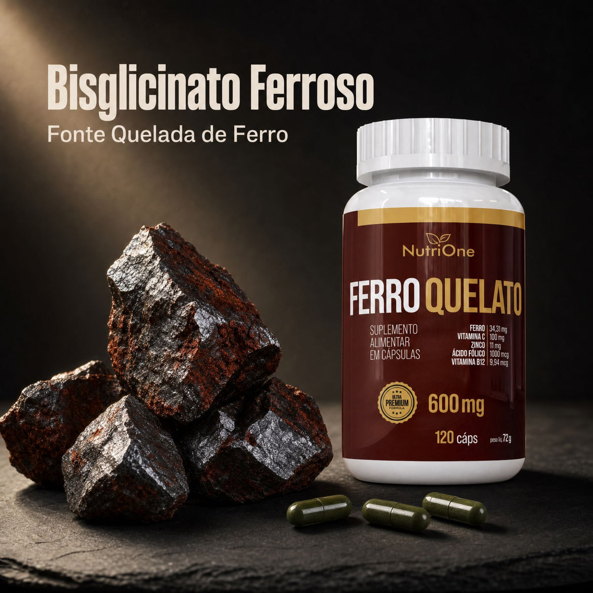 Formula Premium Ferro Quelato + 4 Ativos Concentrados 120 Capsulas - Nutrione