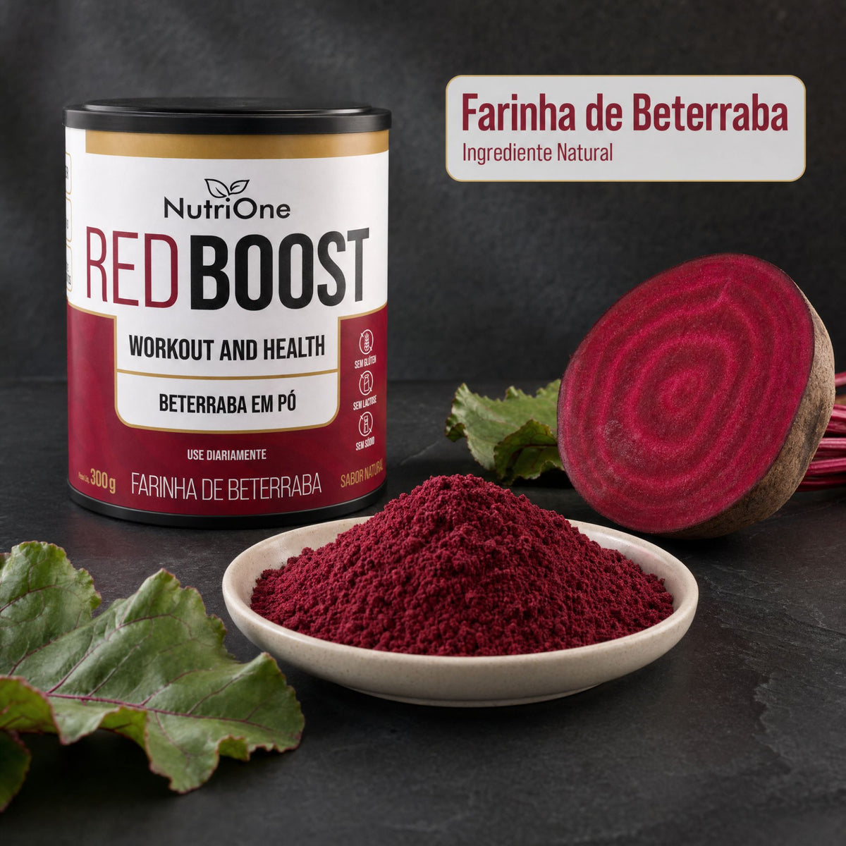 Red Boost Beterraba em Pó com Maltodextrina 300g - Farinha de Beterraba Sabor Natural, Sem Glúten, Sem Sódio - Nutrione