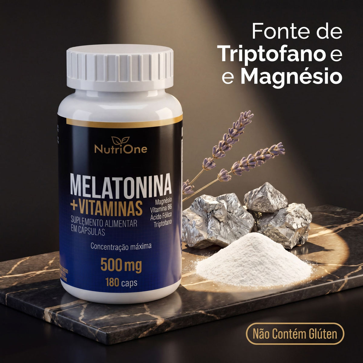 Melatonina 180 Cápsulas + Triptofano, Magnésio, Metilfolato e Vitamina B6 - Nutrione