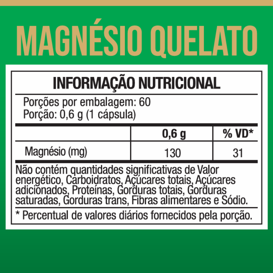 Magnesio Quelato Alta Concentracao 60 Capsulas - Nutrione