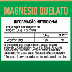 Magnesio Quelato Alta Concentracao 60 Capsulas - Nutrione