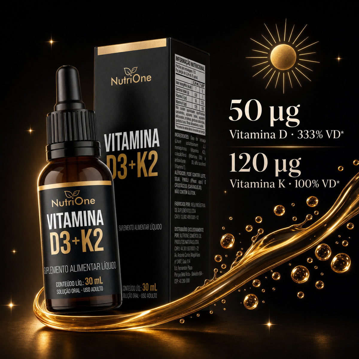 Vit. D3 2.000UI + K2 MK7 em Gotas 120 Doses
