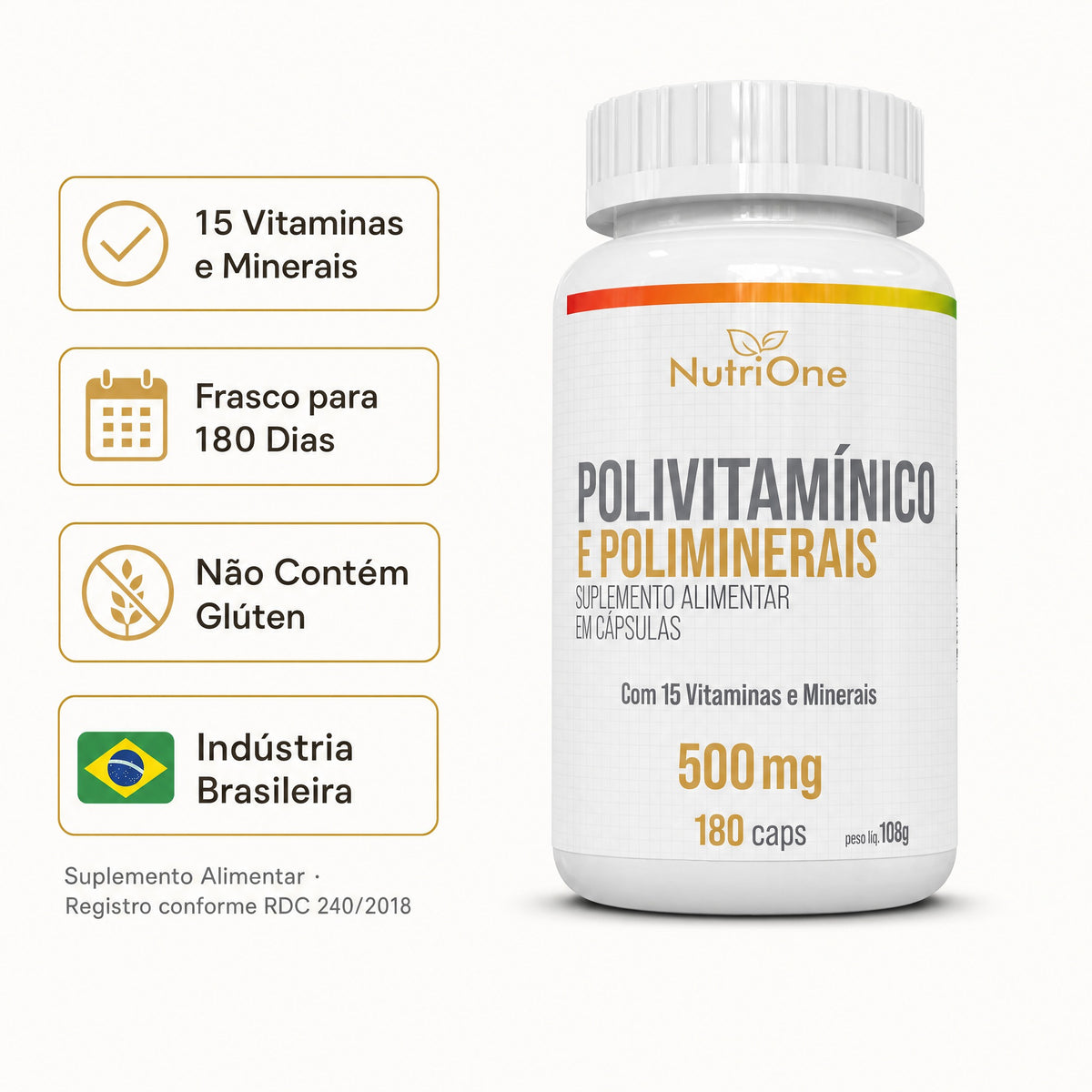 Polivitamínico Completo 180 Cápsulas - Nutrione