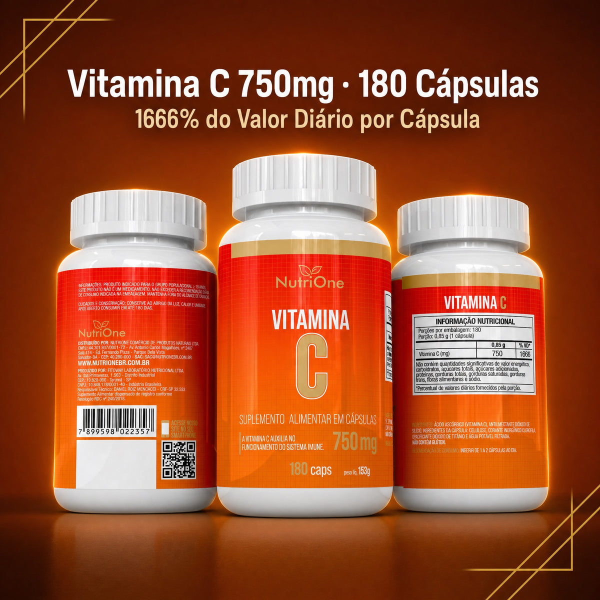 Vitamina C 750mg 180 Cápsulas - Nutrione