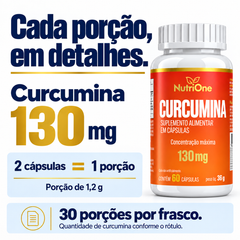 Porção de duas cápsulas com 130 mg de curcumina