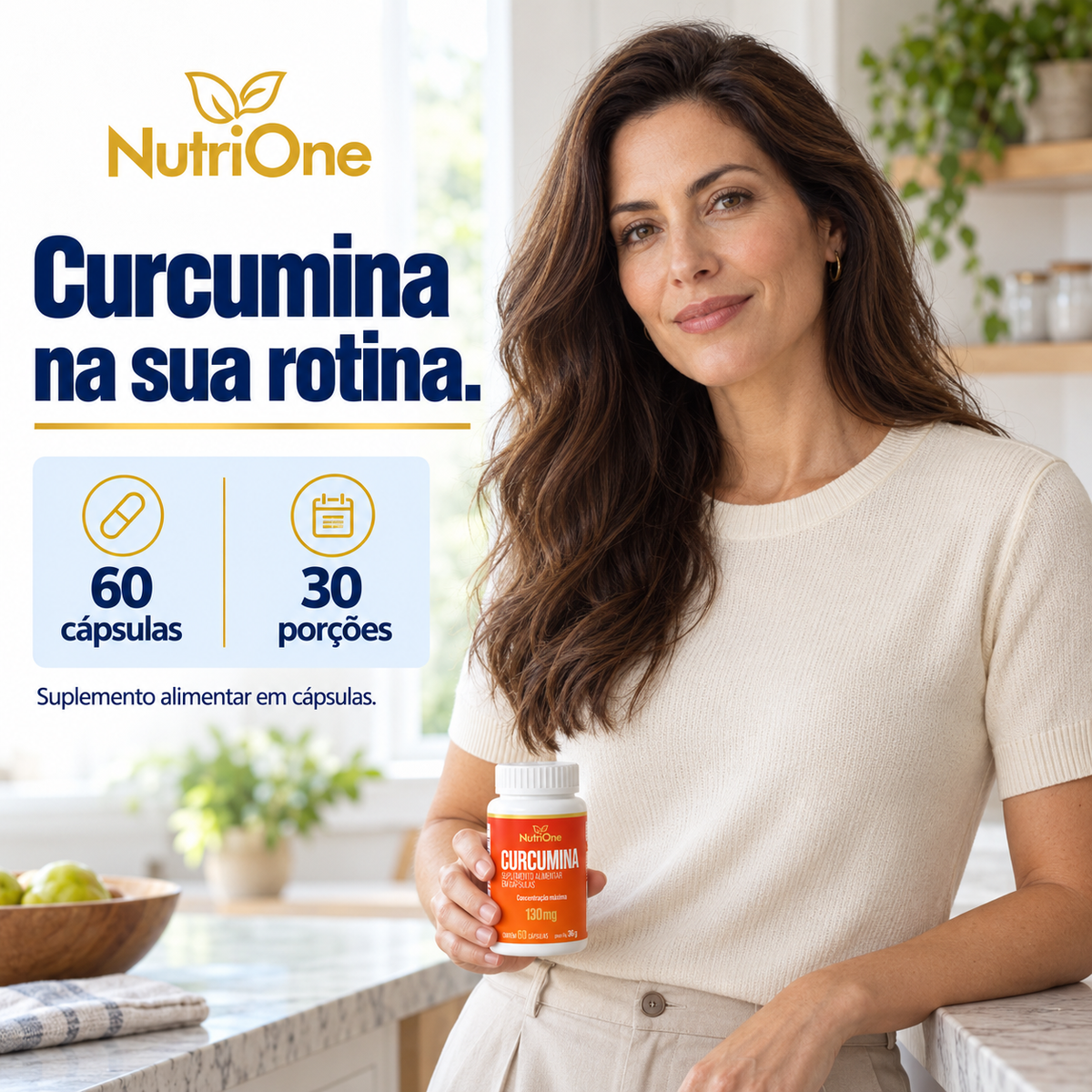 Curcumina NutriOne na rotina de uma mulher adulta